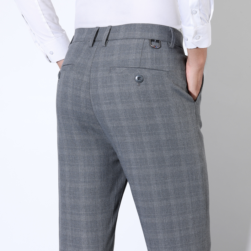 Men Formal Wear Wedding - Katoenen geruite gestreepte klassieke pakbroek Heren