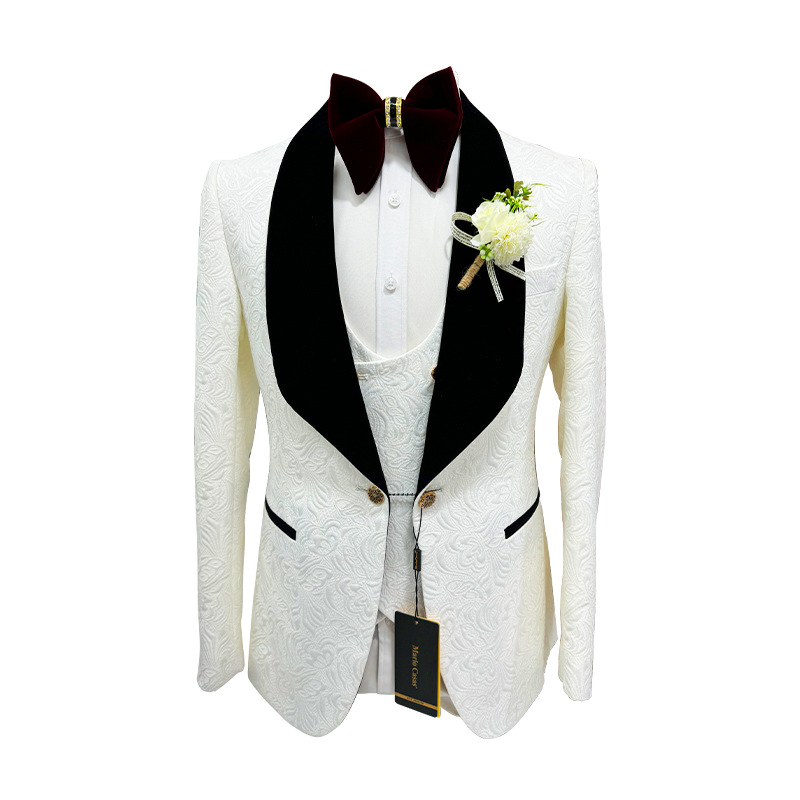 Men Formal Wear Wedding - Thorndike Heren Wedding Suits Witte Jacquard