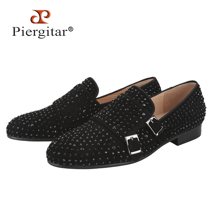 Men'S Style Formal Wear - Piergitar Nieuwe Zwarte Suede Mannen Dubbele