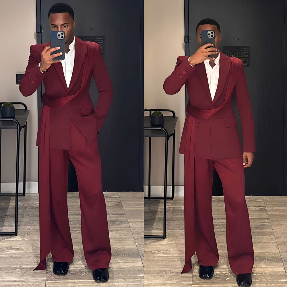 Men Formal Wear Wedding - Bordeaux Nieuwe Mannen Pak 2 Stuk