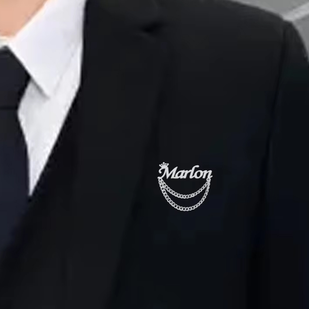 Tuxedo Lapel Pin - Gepersonaliseerde naam broche aangepaste kroon pinnen