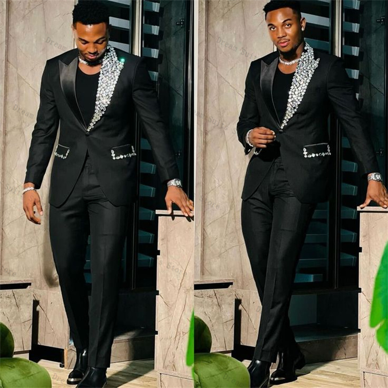 Men Formal Wear Wedding Guest - Kristallen formele mannen pak set 2-delige