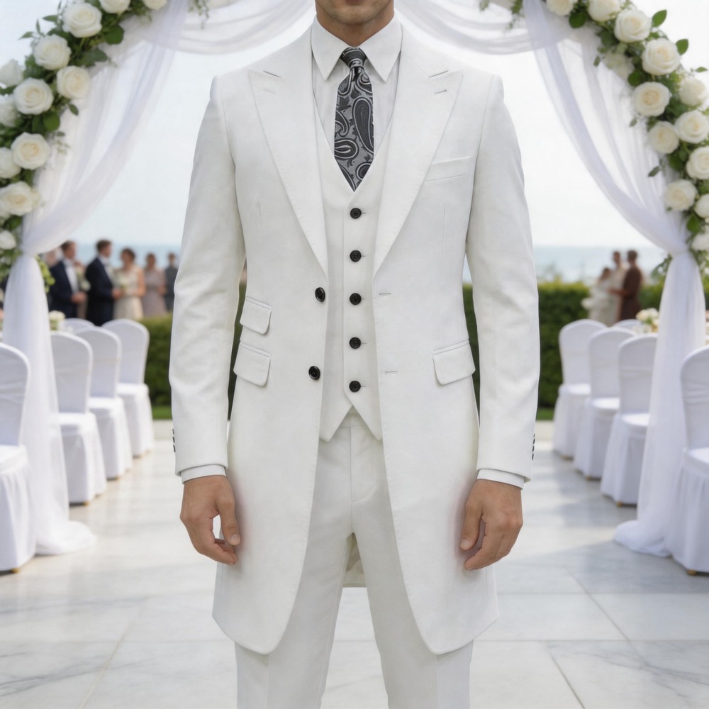 Men Formal Wear For Summer - Slankgesneden 3-delige formele herenpakken lange jas