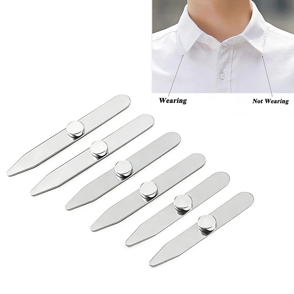 Collar Stay Metal - 6 stuks duurzame roestvrijstalen kraagsteunen, magnetisch