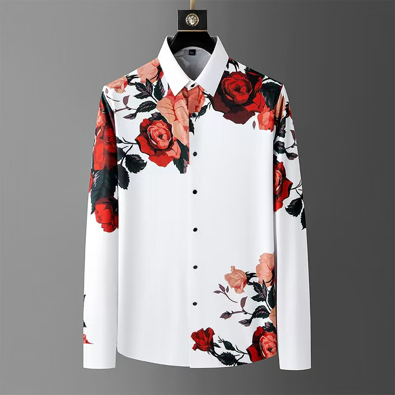 Men Formal Wear Shirts - Luxe Hoge Kwaliteit Heren Vintage Bloemenprint