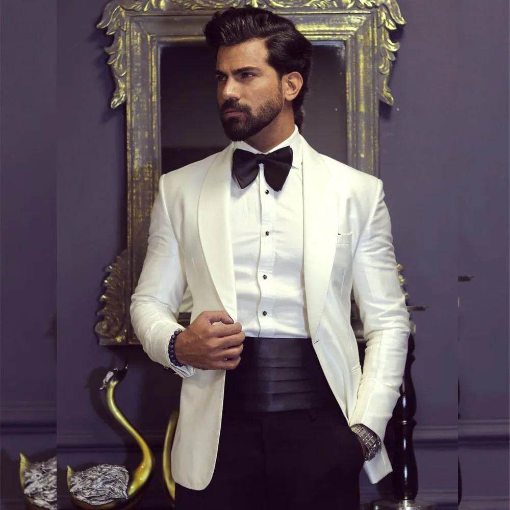 Men Formal Wear Wedding - Klassieke Engelandstijl Witte Jas Zwarte Broek