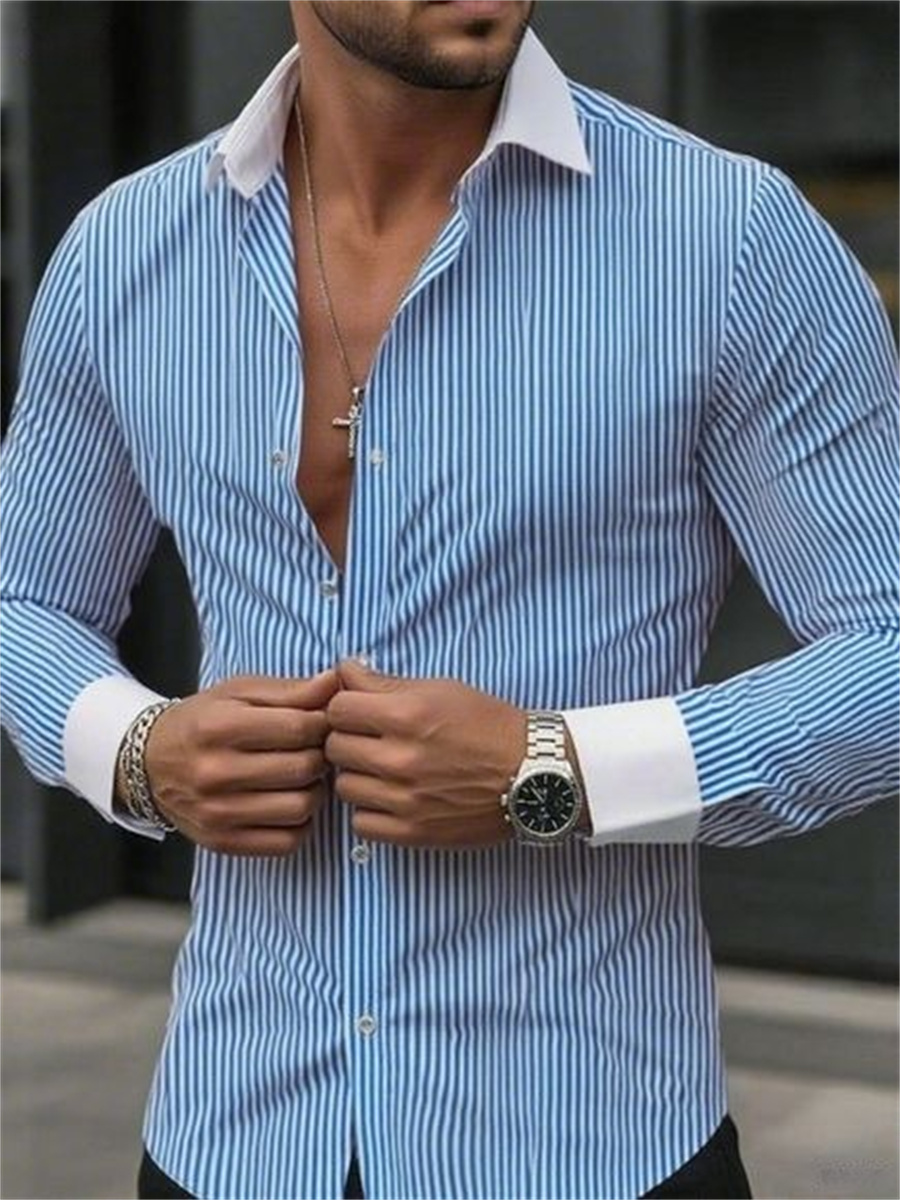 Heren slim-fit gestreepte reve - Men Formal Wear Shirts recensie en prijs