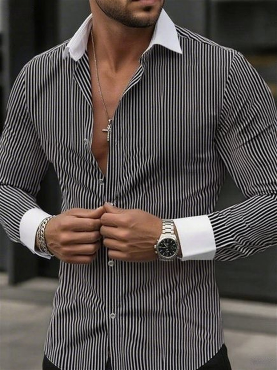Heren slim-fit gestreepte reve - Men Formal Wear Shirts recensie en prijs