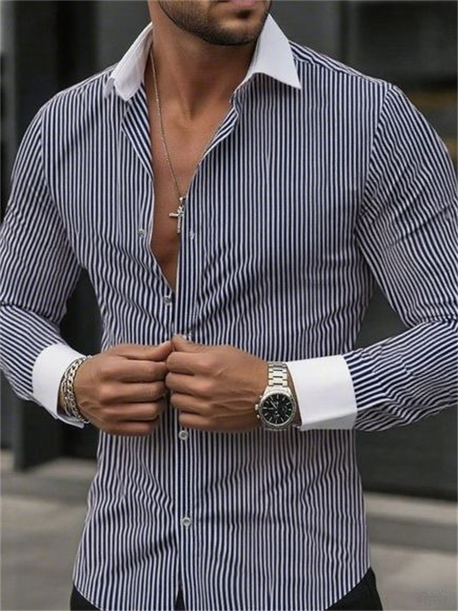Heren slim-fit gestreepte reve - Men Formal Wear Shirts recensie en prijs