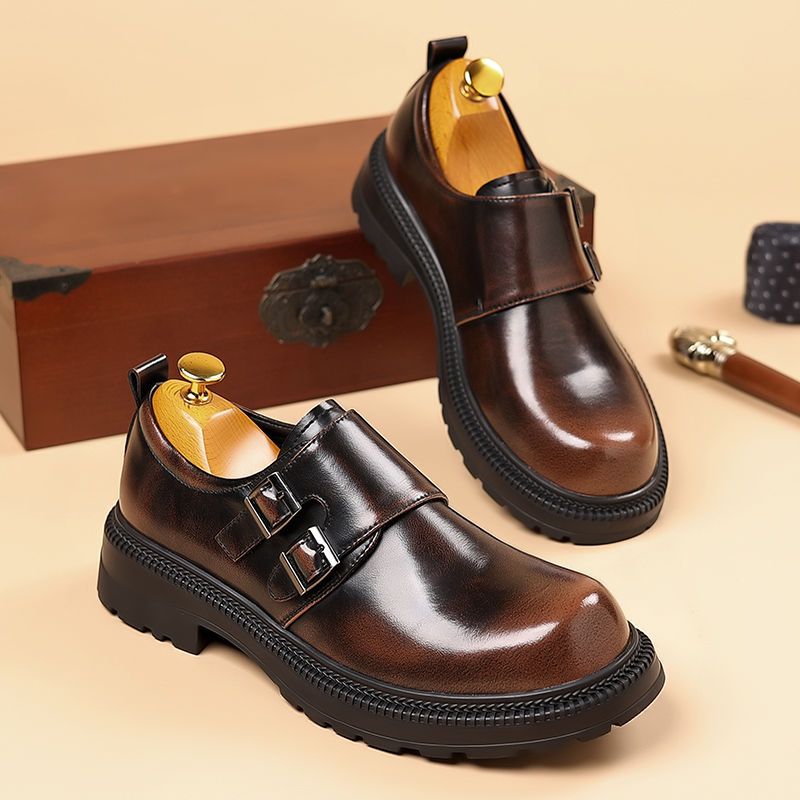 Retro bruine leren vrijetijdss - Men Formal Wear Brown recensie en prijs