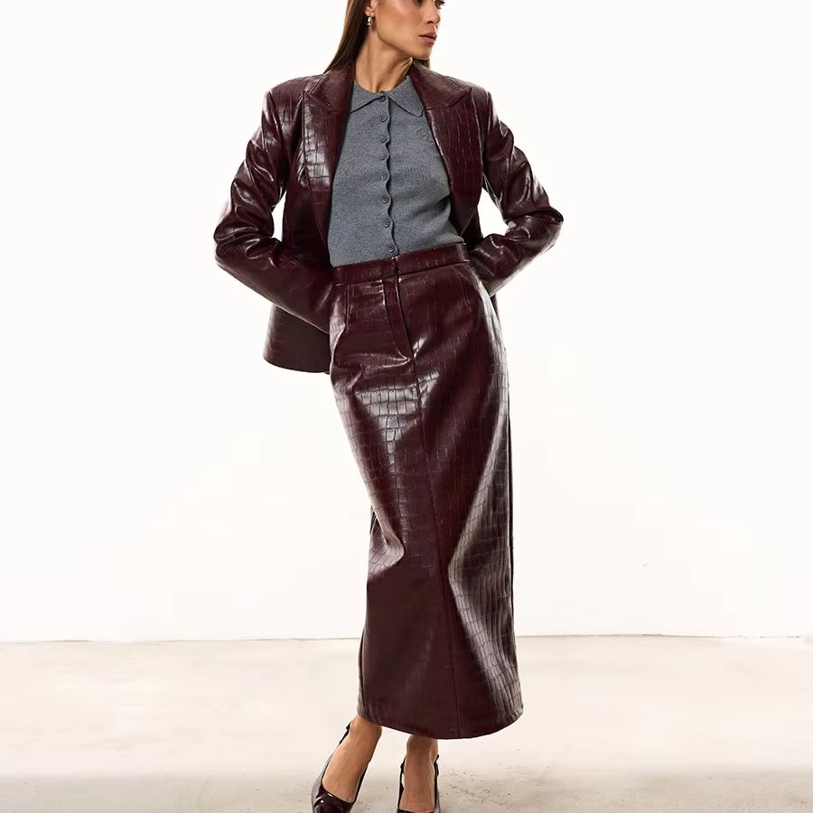 IG Dames Bourgondische Croc Ku - Double Breasted Blazer recensie en prijs