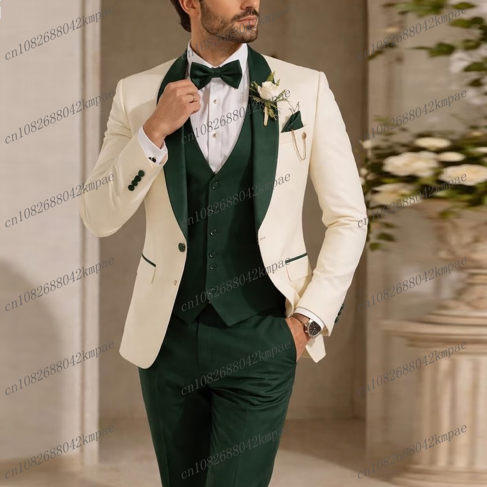 Nieuw ivoor en donkergroen for - Men Formal Wear Wedding recensie en prijs