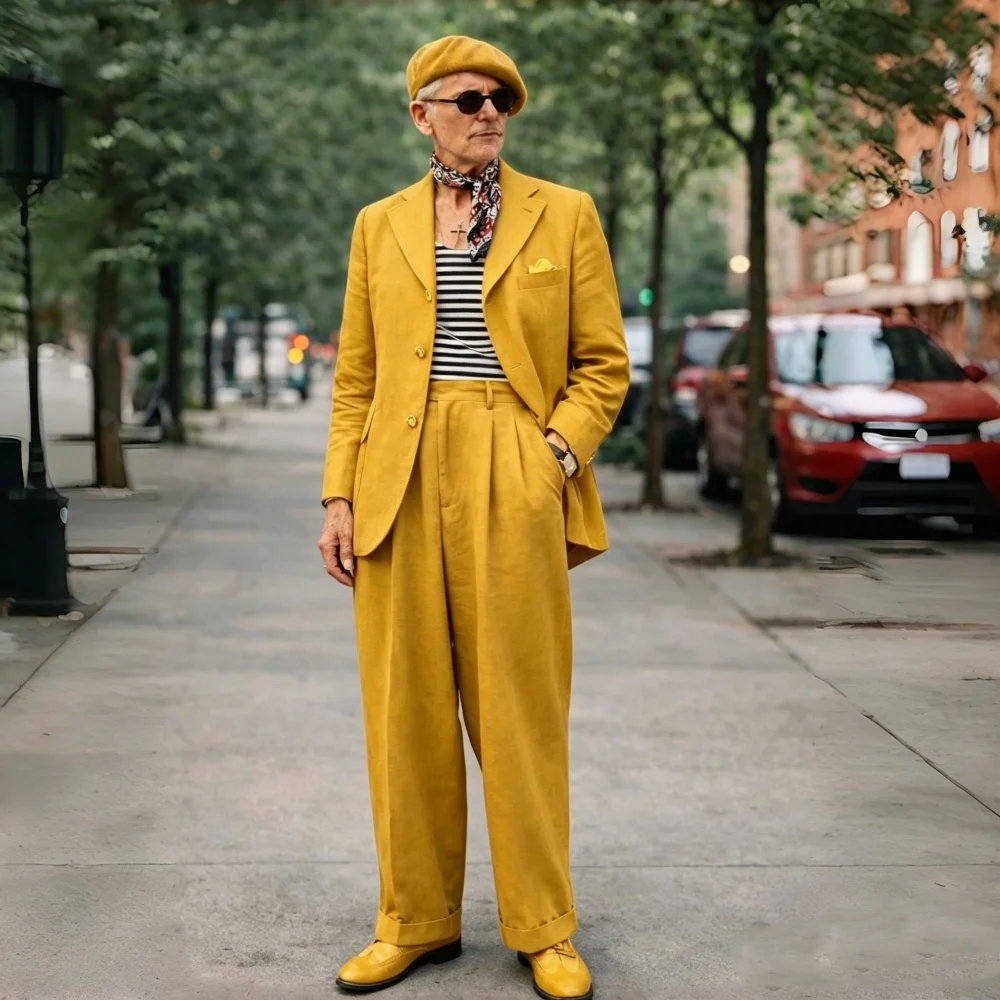 Bruine linnen herenpakken 2-de - Men Formal Wear Brown recensie en prijs