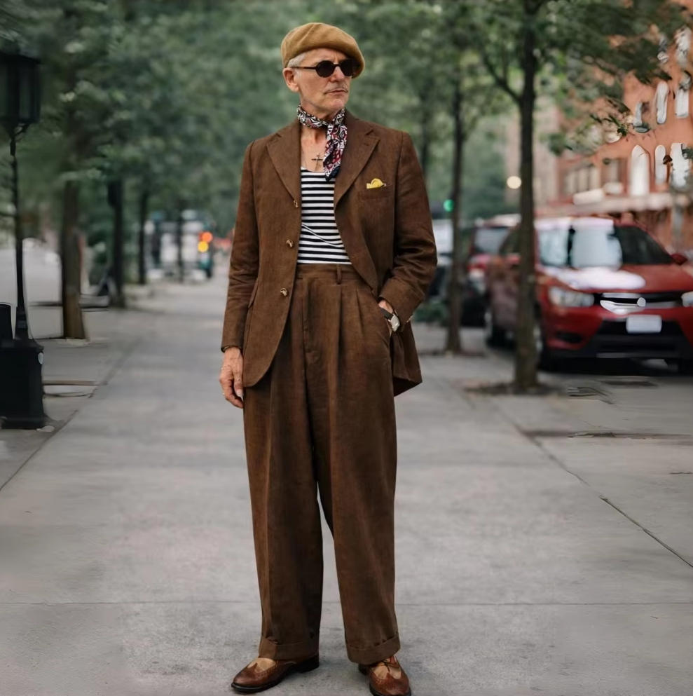 Bruine linnen herenpakken 2-de - Men Formal Wear Brown recensie en prijs