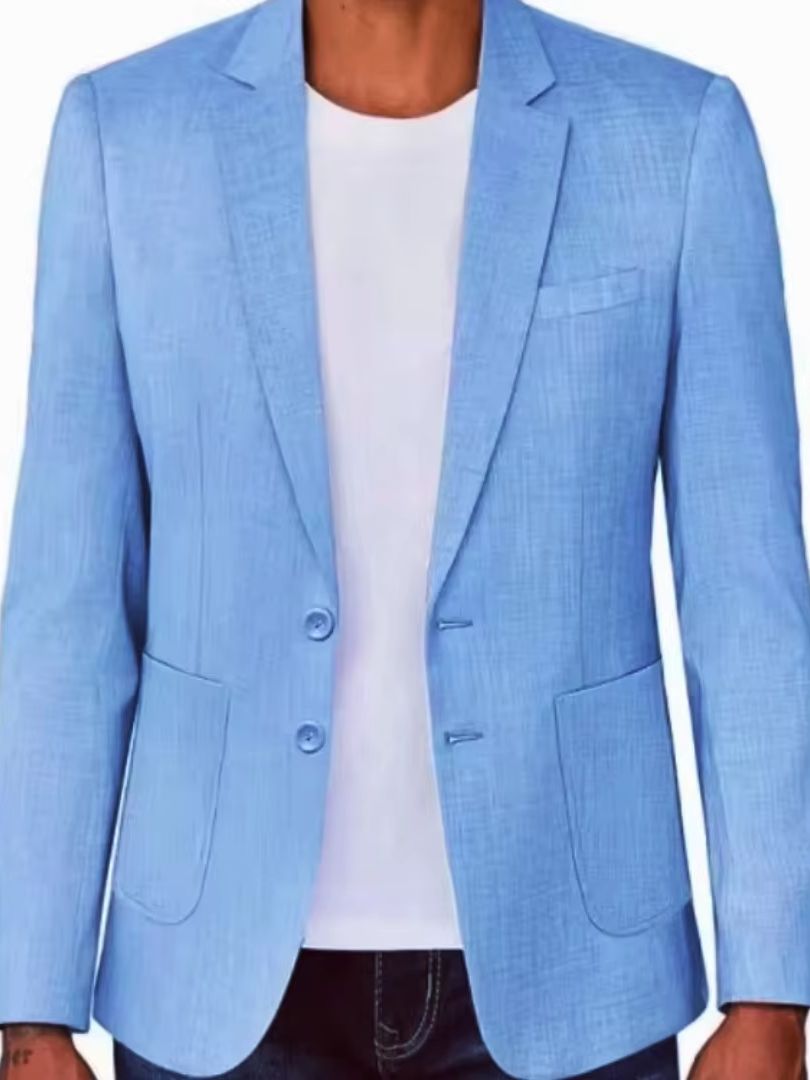 Slim Fit Heren Beige/Blauw Lin - Men Formal Wear For Summer recensie en prijs