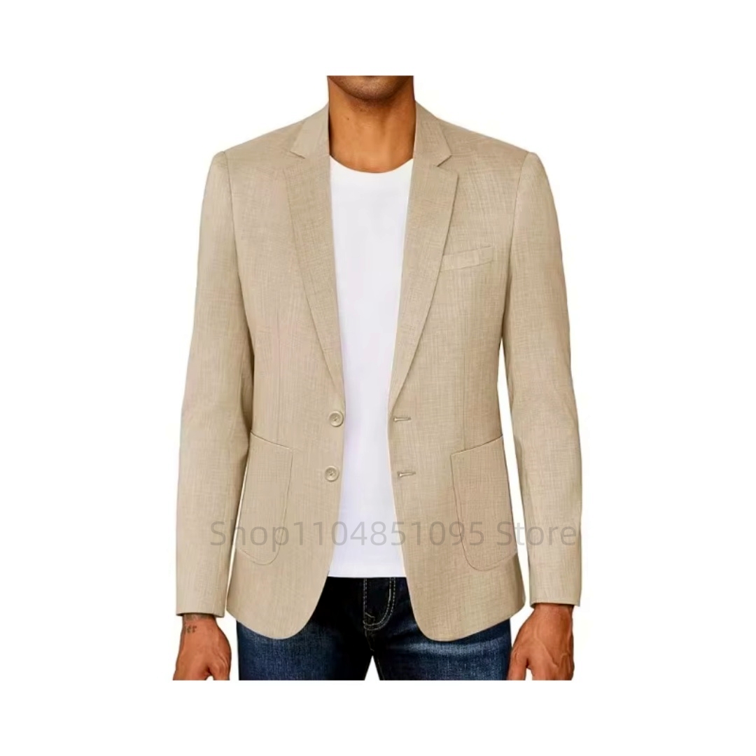 Slim Fit Heren Beige/Blauw Lin - Men Formal Wear For Summer recensie en prijs