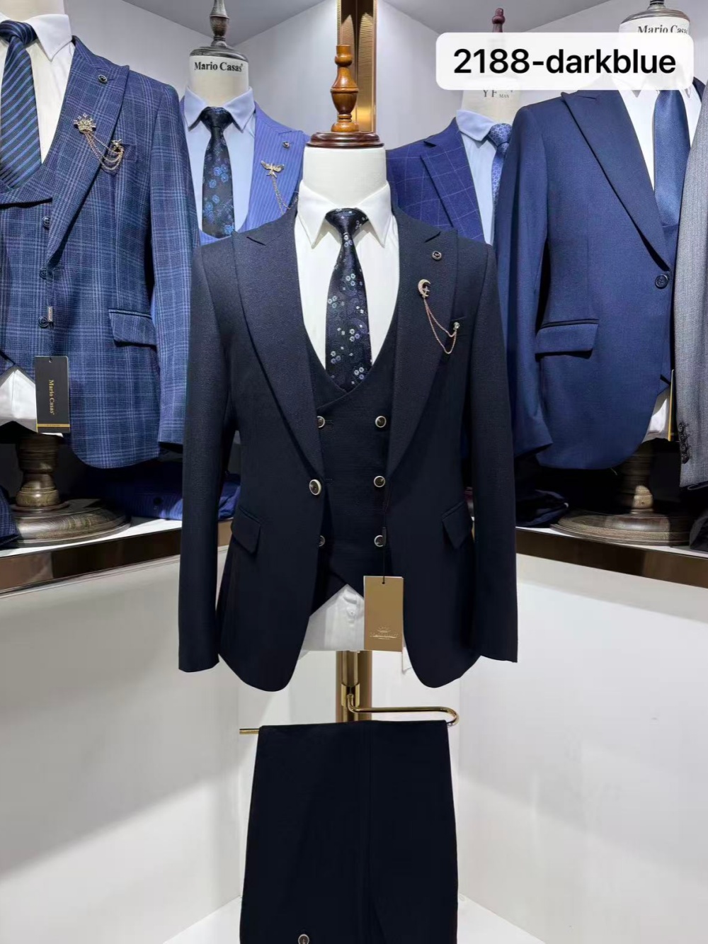 Donkerblauw Herenpak 3-delig,  - Men Formal Wear Wedding Guest recensie en prijs