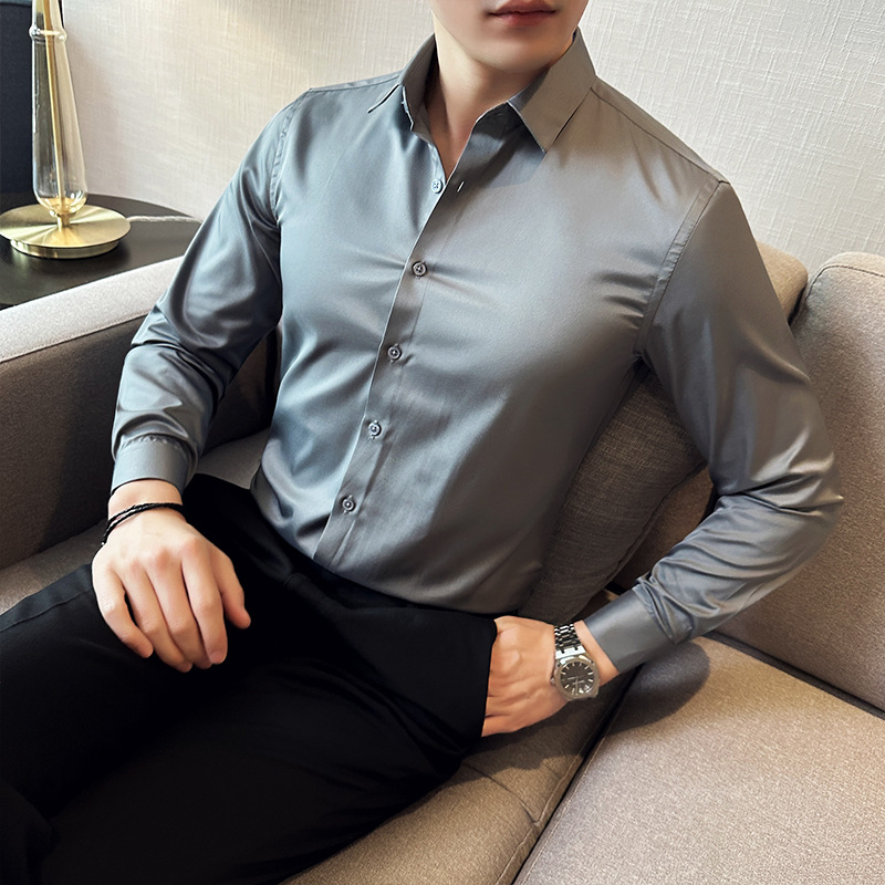 Naadloze Zijden Casual Shirt,  - Men Formal Wear Shirts recensie en prijs