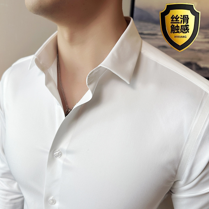 Naadloze Zijden Casual Shirt,  - Men Formal Wear Shirts recensie en prijs