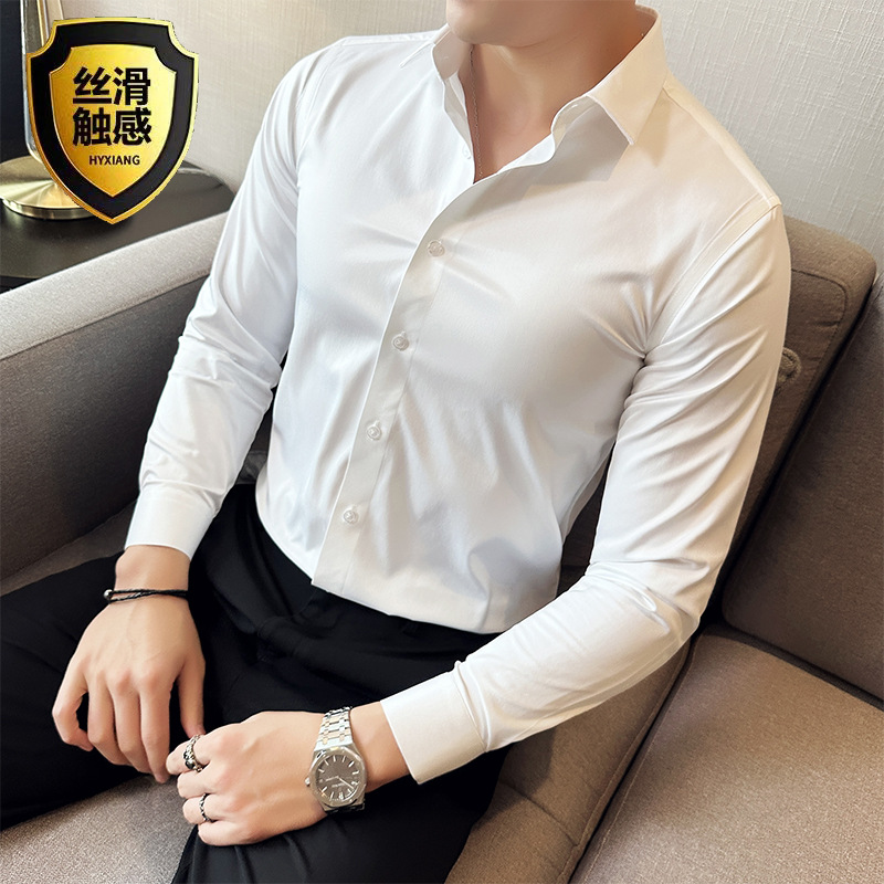 Naadloze Zijden Casual Shirt,  - Men Formal Wear Shirts recensie en prijs