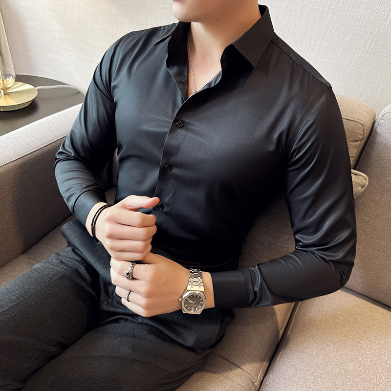 Naadloze Zijden Casual Shirt,  - Men Formal Wear Shirts recensie en prijs