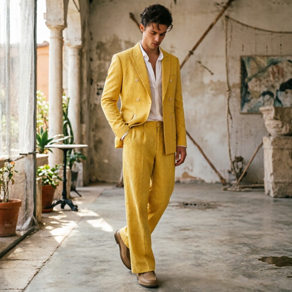 Saliegroen linnen herenpakken, - Men Formal Wear Wedding Guest recensie en prijs